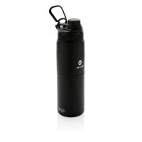 Swiss Peak  2-in-1 Stainless Steel Flasche mit Griff schwarz