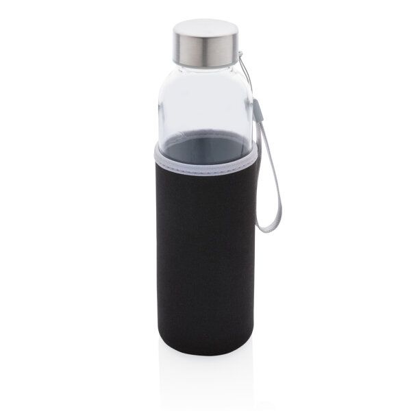 Glasflasche mit Neopren-Sleeve schwarz