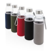 Glasflasche mit Neopren-Sleeve schwarz