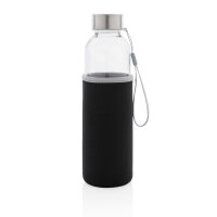 Glasflasche mit Neopren-Sleeve schwarz