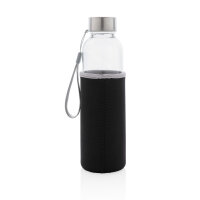 Glasflasche mit Neopren-Sleeve schwarz