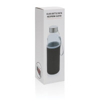 Glasflasche mit Neopren-Sleeve schwarz