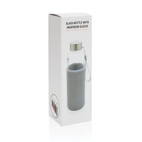 Glasflasche mit Neopren-Sleeve grau