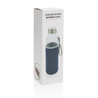 Glasflasche mit Neopren-Sleeve blau