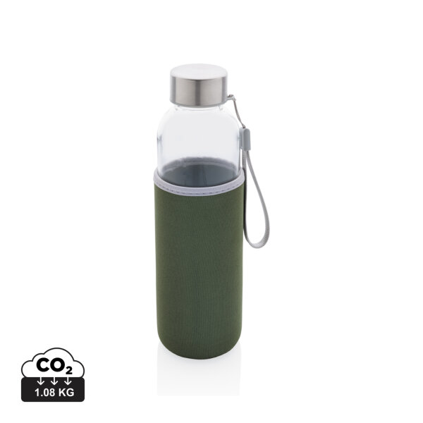 Bottiglia in vetro con manica in neoprene 500ml verde