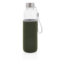 Glasflasche mit Neopren-Sleeve grün