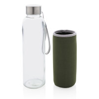 Glasflasche mit Neopren-Sleeve grün