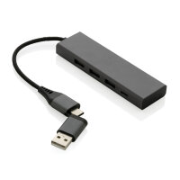 Hub 3 porte USB in alluminio RCS Terra grigio