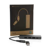 Hub 3 porte USB in alluminio RCS Terra grigio