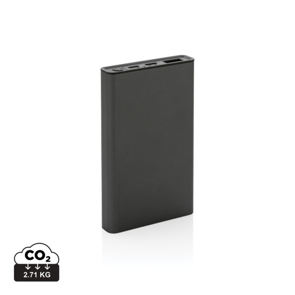 Terra 5.000 mAhPowerbank aus RCS recyceltem Aluminium grau