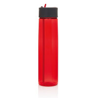Tritan Trinkflasche mit Strohhalm rot, grau