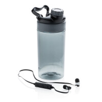 Auslaufsichere Flasche mit kabellosem Kopfhörer anthrazit, schwarz