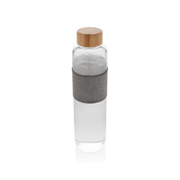 Impact Borosilikat-Glasflasche mit Bambusdeckel transparent, grau