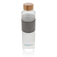 Impact Borosilikat-Glasflasche mit Bambusdeckel transparent, grau