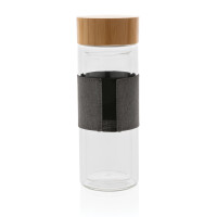 Impact doppelwandige Borosilikatglas-Flasche transparent, grau