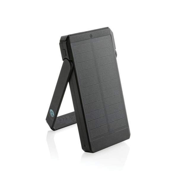 Skywave 10000mAh Solarpowerbank aus RCS recycelt. Kunststoff schwarz