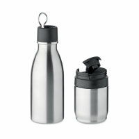 2in1 Isolierflasche 500ml Mattsilber