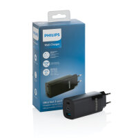 Caricatore da parete USB a 3 porte Philips 65W ultra rapido nero