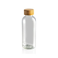 GRS rPET Flasche mit Bambus-Deckel