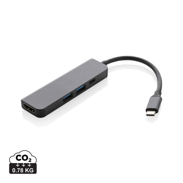 Terra Hub aus RCS recyceltem Aluminium mit HDMI-Input grau