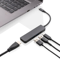 Terra Hub aus RCS recyceltem Aluminium mit HDMI-Input grau