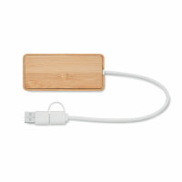 Hub USB a 3 porte in bamboo Legno