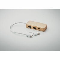 3 Port USB Hub Holz