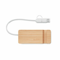 Hub USB a 4 porte in bamboo Legno