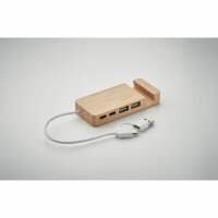 4 Port USB Hub Holz