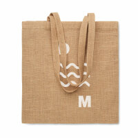 Shopper con manico lungo in iuta Beige