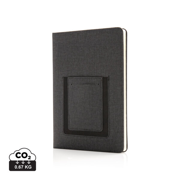 Deluxe A5 Notizbuch mit Telefontasche schwarz
