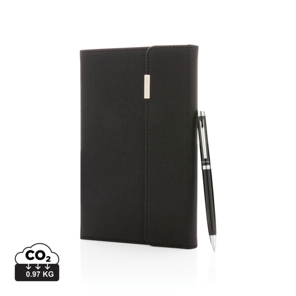 Swiss Peak Deluxe A5 Notizbuch mit Stift schwarz