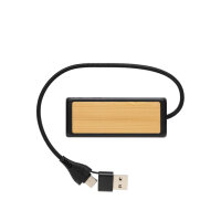 Link Dual Input USB Hub aus RCS rec. Kunststoff und Bambus schwarz