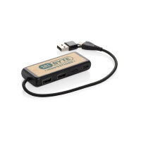 Link Dual Input USB Hub aus RCS rec. Kunststoff und Bambus schwarz