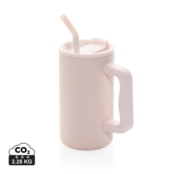 Cube Becher aus RCS recyceltem Stahl 800ml rosa