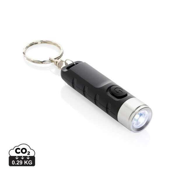 Globix USB Schlüsselanhänger-Taschenlampe aus RCS rABS schwarz