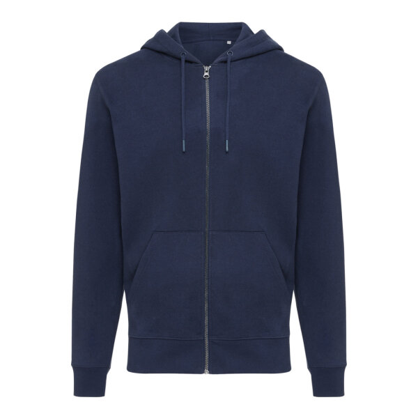 Felpa con cappuccio Iqoniq Abisko in cotone riciclato e zip blu navy