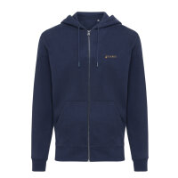 Felpa con cappuccio Iqoniq Abisko in cotone riciclato e zip blu navy