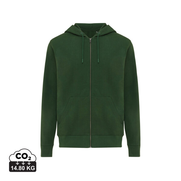 Felpa con cappuccio Iqoniq Abisko in cotone riciclato e zip forest green