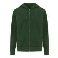 Felpa con cappuccio Iqoniq Abisko in cotone riciclato e zip forest green