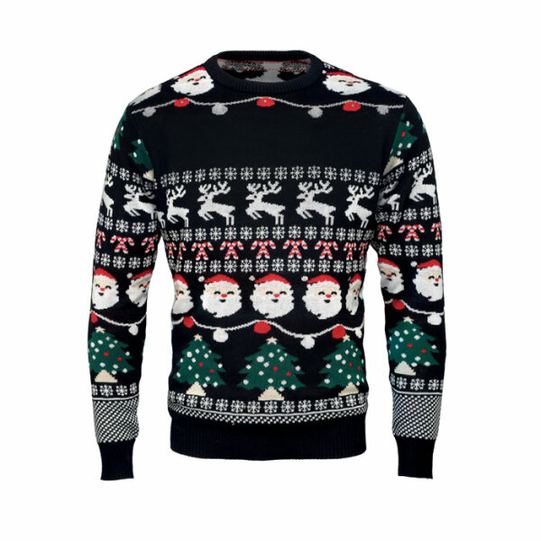 Weihnachts-LED-Pullover L/XL Schwarz