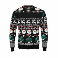 Weihnachts-LED-Pullover L/XL Schwarz