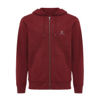 Felpa con cappuccio Iqoniq Abisko in cotone riciclato e zip rosso bordeaux