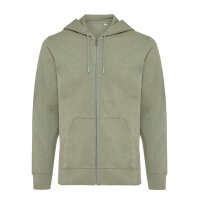 Felpa con cappuccio Iqoniq Abisko in cotone riciclato e zip heather green