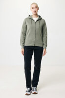 Felpa con cappuccio Iqoniq Abisko in cotone riciclato e zip heather green