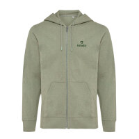 Felpa con cappuccio Iqoniq Abisko in cotone riciclato e zip heather green