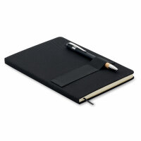 Notebook A5 RPET con penna Nero