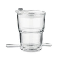 Glasbecher mit Trinkhalm 400ml Transparent