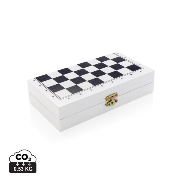 Deluxe 3-in-1 Brettspiel in Holzbox weiß