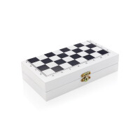 Deluxe 3-in-1 Brettspiel in Holzbox weiß